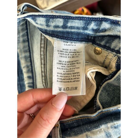 True Religion Casey Super Skinny Low Rise Distressed Gold Sequin Blue Jean 26 - Picture 10 of 11